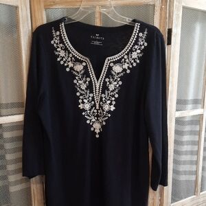 Talbots BlueTunic with White Embroidery Size L